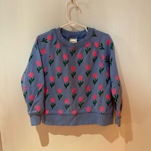 Hanna Andersson Blue Top with Pink Floral Design